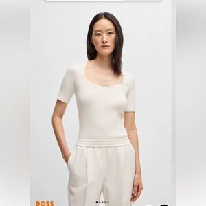 Boss  Short Sleeved Ribbed‎ Sweater Top, Size M